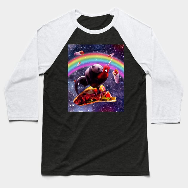 Space Panda Riding Chicken Unicorn - Taco & Burrito Baseball T-Shirt by Random Galaxy